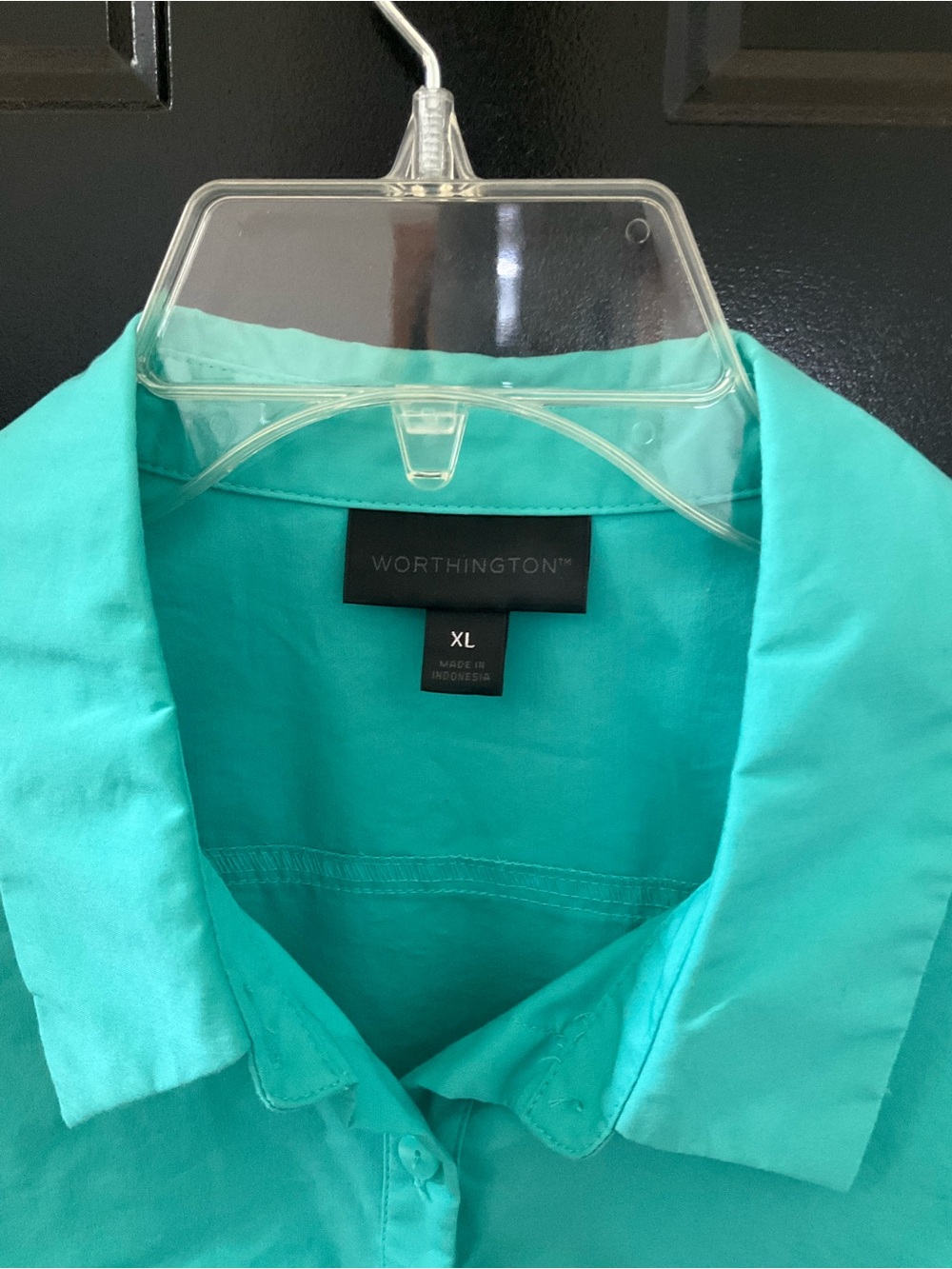Worthington Turquoise Collared Button-Front Sleeveless Shirt